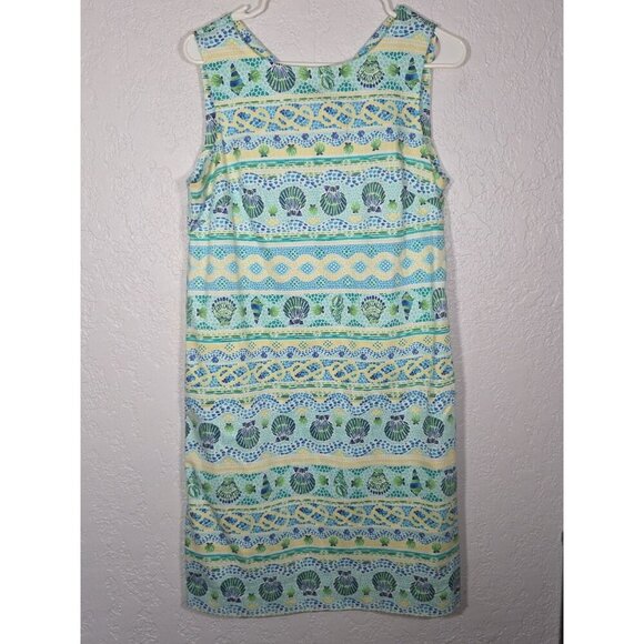 Talbots Petite 8 Sleeveless Dress Beach Coastal Print Tie Back Casual Summer - Picture 1 of 8